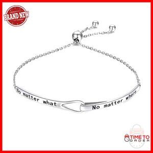 Sterling Silver Infinity Bracelet Adjustable Engraved Inspirational Gift Elegant